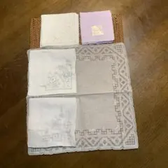 スワトウハンカチ3枚 手刺繍手染め1枚  JUNKO SHIMADA1枚 計5枚