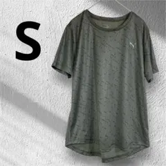 【美品】プーマ ランニングウェア Tシャツ 総柄 オリーブ Sサイズ