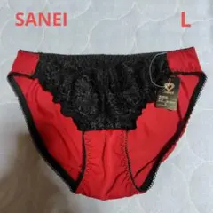 Sanei レース装飾 赤 ショーツ L