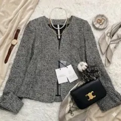 エストネーション 定価63,000 ラメツイード ノーカラージャケット日本製　春