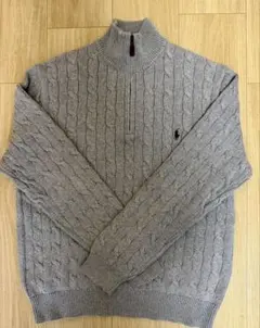 ポロラルフローレン ハーフジップ ケーブルネック グレー Lサイズ