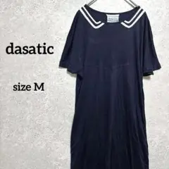dasartic 半袖ワンピース 襟刺繍 胸元切り替え 星刺繍 ポケット 日本製