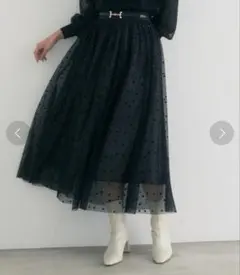 【美品】ANAYI アナイ　3Dフラワーレースチュールスカート 刺繍 黒 美品】ANAYI アナイ 3Dフラワーレースチュールスカート 刺繍 黒 - メルカリ
