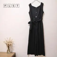 PLST オールインワン ブラック ノースリーブ ワイド M 人気