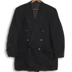 HUGO BOSS ダブル テーラードジャケット 50 黒 ドイツ製 カシミヤ混のサムネイル