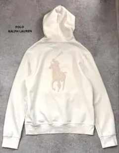 【美品】POLO RALPH LAUREN パーカー　フーディ　アイボリー　ロゴ