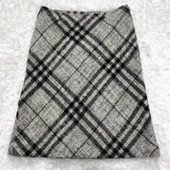 【レア 美品】バーバリーロンドン　モヘアチェック台形スカート ラメ 38