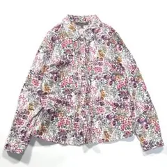 【美品】ローラアシュレイ　ピンタックシャツブラウス　丸襟　リバティ柄　小花　9のサムネイル