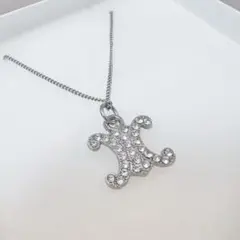 シルバー クリスタル クロス ネックレス