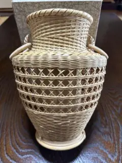 竹製 一輪挿し 編み込みデザイン