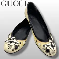 GUCCI フラットシューズ バレエシューズ パンプス GG柄 ビジュー A32のサムネイル