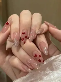 SHEIN ネイルチップ　ハート　かわいい　ピンク　韓国