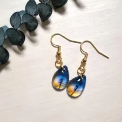 レジンピアス　電柱　ハンドメイド　夕焼け