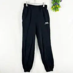 FILA フィラ【S】スウェットジョガーパンツ ブラック ワンポイント 男女兼用