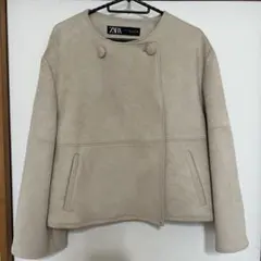 最終値下げ！ZARA ベージュ ノーカラージャケット M