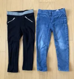 H&M スキニーパンツ 2枚セット ブラック＆デニム　100cm、110cm
