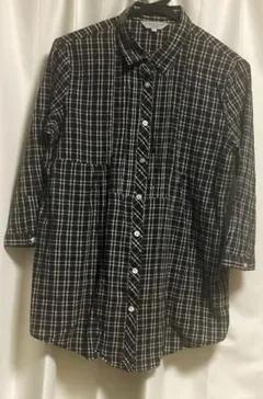 チェック柄 ブラウン綿100シャツ　美品