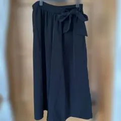 リボン付き ガウチョパンツ ブラック