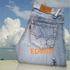 EDWIN 503 Rinse ストレートダメージジーンズ　デニム ライトブルー