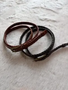 レザー編み込みデザインベルト 2色セット