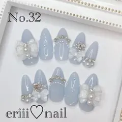 オーダーネイルチップ♡水色ブルー量産型韓国フレンチガーリー推しワンホン地雷オタ活