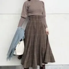 FRAY I.D フレイアイディ リブニット チェック ワンピース フリーサイズ
