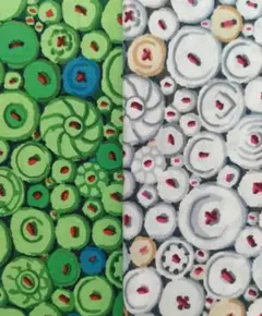 生地　ケイフファセット　ボタン柄　２色まとめ売り