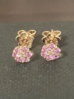 ポンテヴェキオ ピンクサファイア ダイヤ フープピアス K18ゴールド