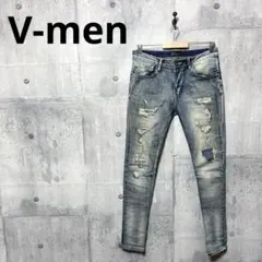 V-men ブイメン メンズ ダメージスキニーデニム スキニージーンズ L