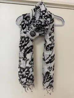 【美品】インド製 麻100% ボタニカル柄 ストール