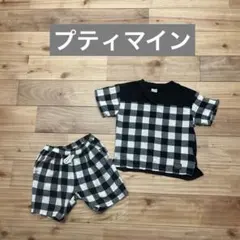 プティマイン　チェック柄　セットアップ　半袖　ショートパンツ　100