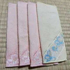 新品未使用 花柄タオルハンカチ4枚セット綿100%