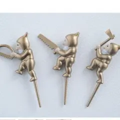 ケーキトッパー　森の小人　デコレーションケーキ飾りゴールド３人