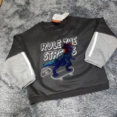 110サイズ新品未使用　キッズ　恐竜　スパンコール　トレーナー　裏起毛