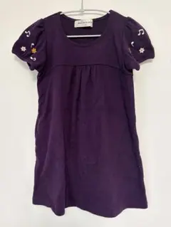 MOO NON NON紫色 フリル袖 ワンピース120