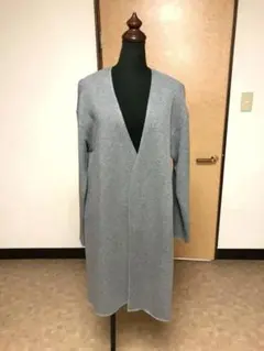 LEPSIM ノーカラー裏起毛ロングカーディガン　Ｆ　グレー