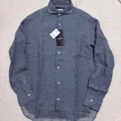 【新品】BEAMS F別注 ダノリス リネン100% 総柄カッタウェイシャツ青Sのサムネイル