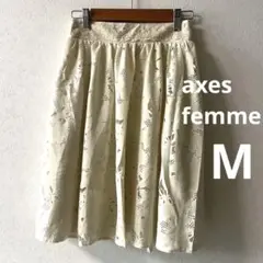 axes femme スカート 白 花柄 アクシーズファム ウエストゴム