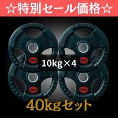 ★新品・送料無料★バーベルプレート計40kgセット(10kg×4枚) ラバー
