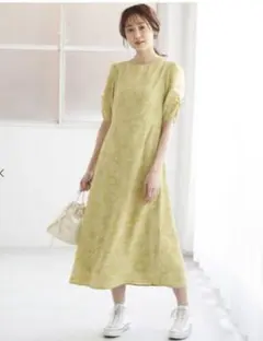 ロペピクニック　ワンピース　M イエロー　花柄