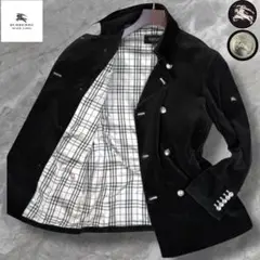 バーバリーブラックレーベル ベロア 銀ボタン18連 ホースロゴ マリンコート