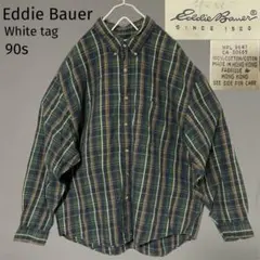 Eddie Bauer エディバウアー 白タグ チェック ボタンダウン シャツ