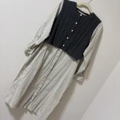 ビームスハート　ドッキング　シャツワンピース　長袖