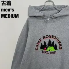古着 JERZEES ジャージーズ パーカー キャンプ フーディ グレー M