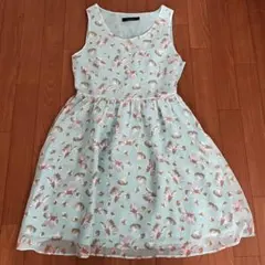 美品 PAGEBOY 水色 花柄 ノースリーブ ワンピースのサムネイル
