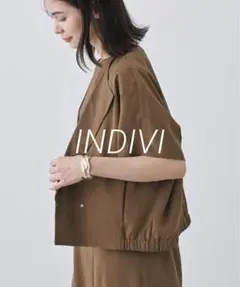 INDIVI【通気性◎撥水／UVケア】フレンチスリーブ ブラウスライクジャケットのサムネイル