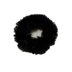 シュシュ ヘアゴム ハンドメイド かぎ編み 編み物黒 もこもこ ふわふわ