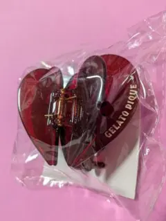 ジェラートピケ☆ハートヘアクリップ 赤 ☆新品未使用のサムネイル