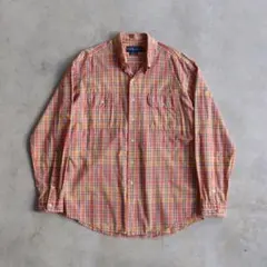 90s ラルフローレン RL WORKSSHIRT チェック 長袖シャツ XL
