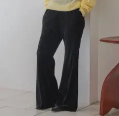 LOWRYSFARM ローリーズファーム カットベロアフレアパンツ ブラック